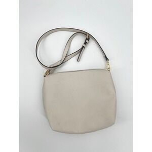 Steve Madden Cream Pebbled Faux Leather Crossbody Bag Gold Hardware Zip Top